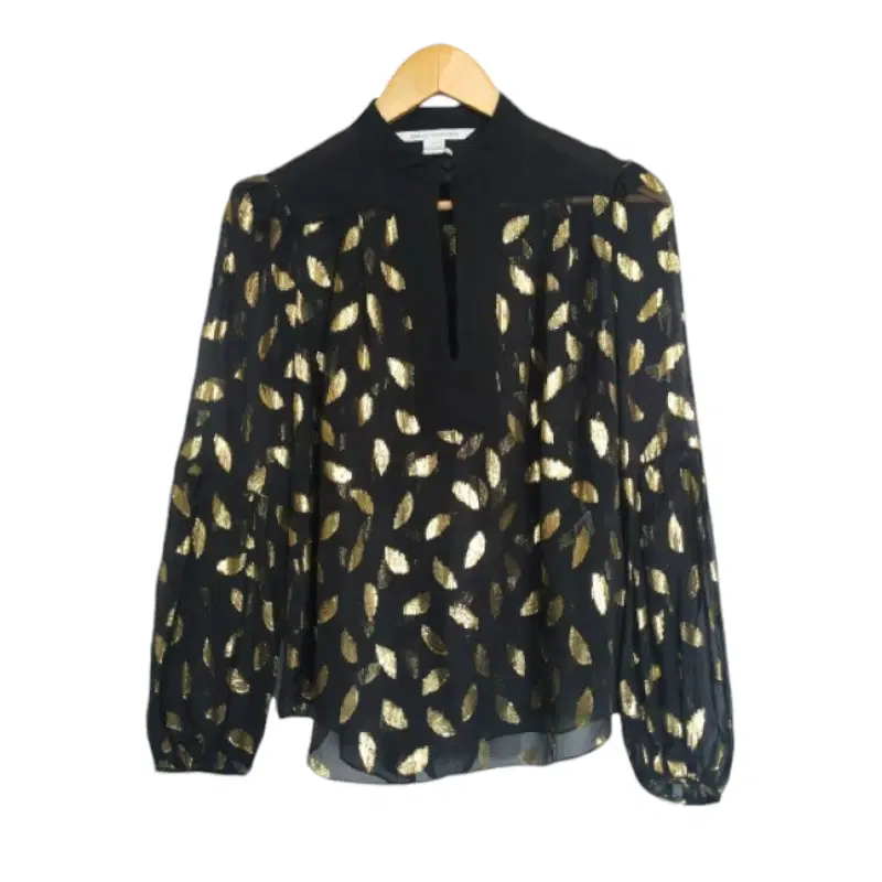 Diane Von Furstenberg Gold And Black Leaf Blouse