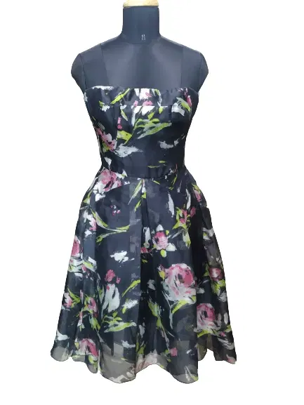 Dolce & Gabbana Black Strapless Floral Dress