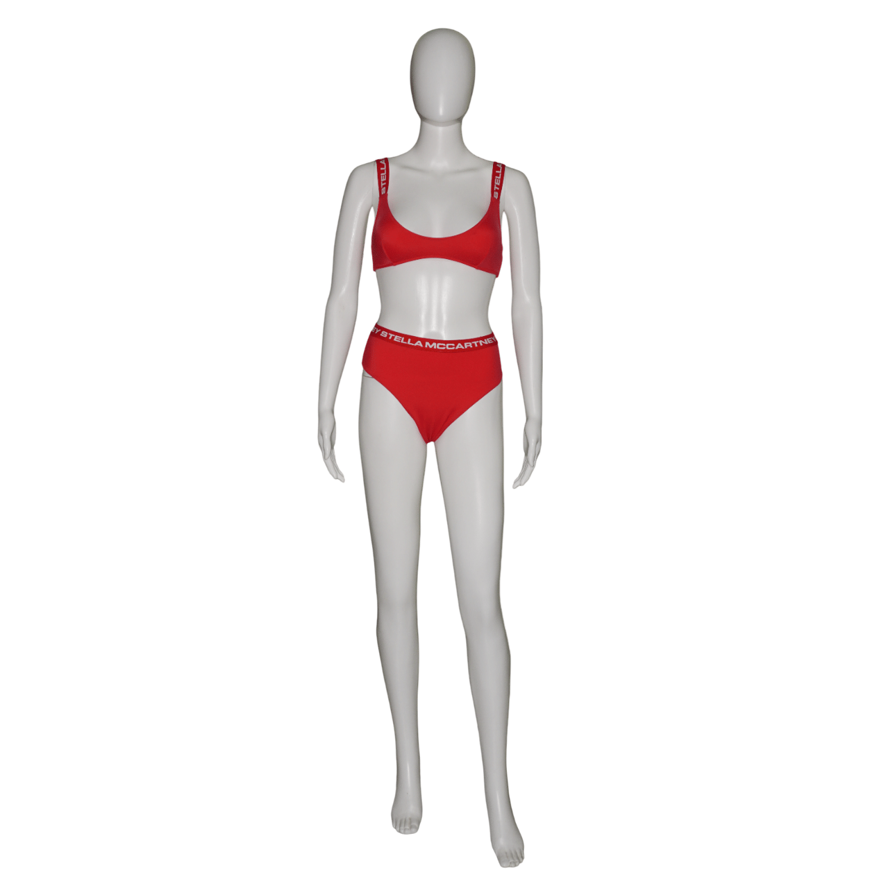 Stella Mccartney Swimwear Logo Classic Set In Coral Red