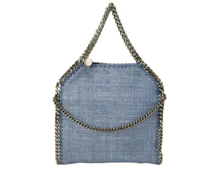 Stelle Mccartney Woven Raffia Mini Falabella Fold Over Blue-Hover-Image