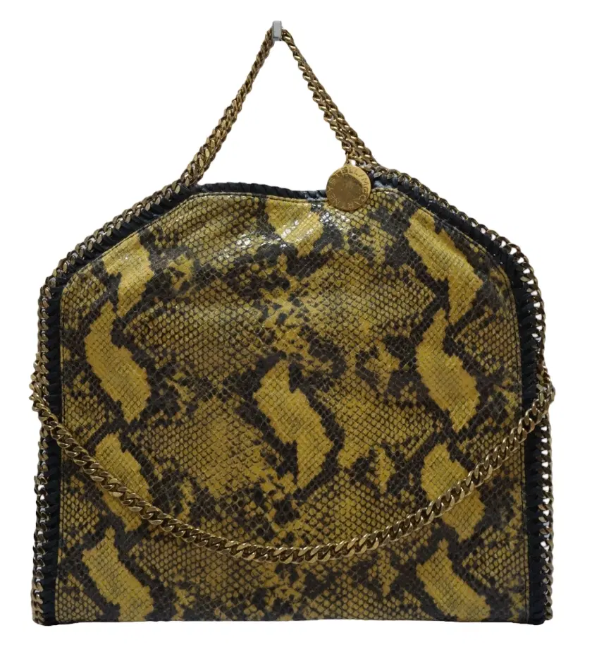 Stella McCartney Yellow/Black Python Effect Faux Leather Falabella Tote