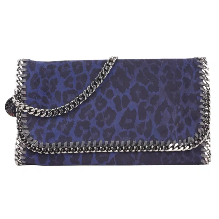 Stella McCartney Falabella Fold Over Clutch Leopard Print Faux Suede-Hover-Image