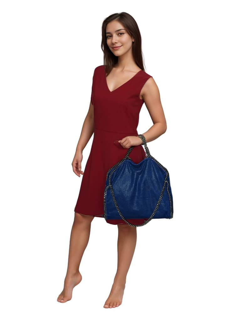 Stella McCartney Blue Faux Suede Falabella Tote Bag-Hover-Image