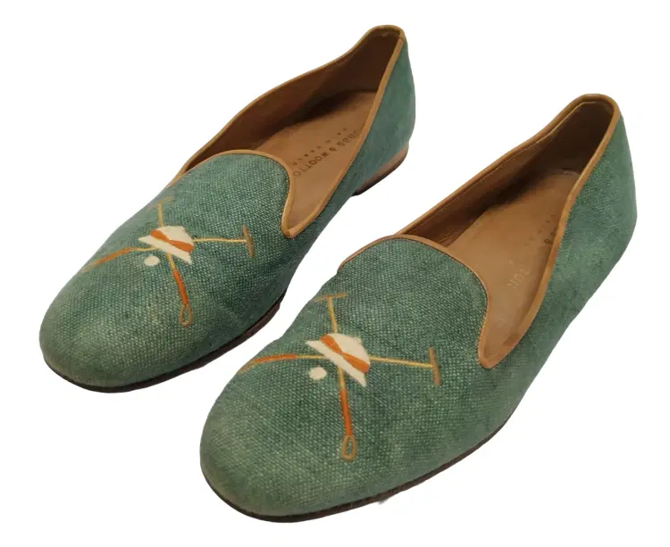 Size 11.5 - Stubbs and Wootton Green Canvas Loafer-Hover-Image