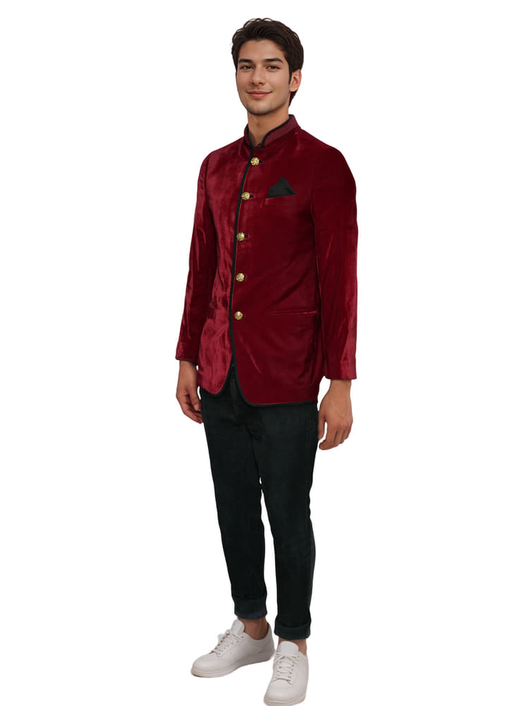 Shantanu and Nikhil Customised Velvet Jacket, Size 36-Hover-Image