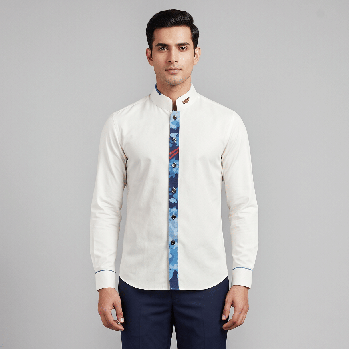 Size 38 - S&N by Shantnu Nikhil Off-White Suiting Fabric Shirt