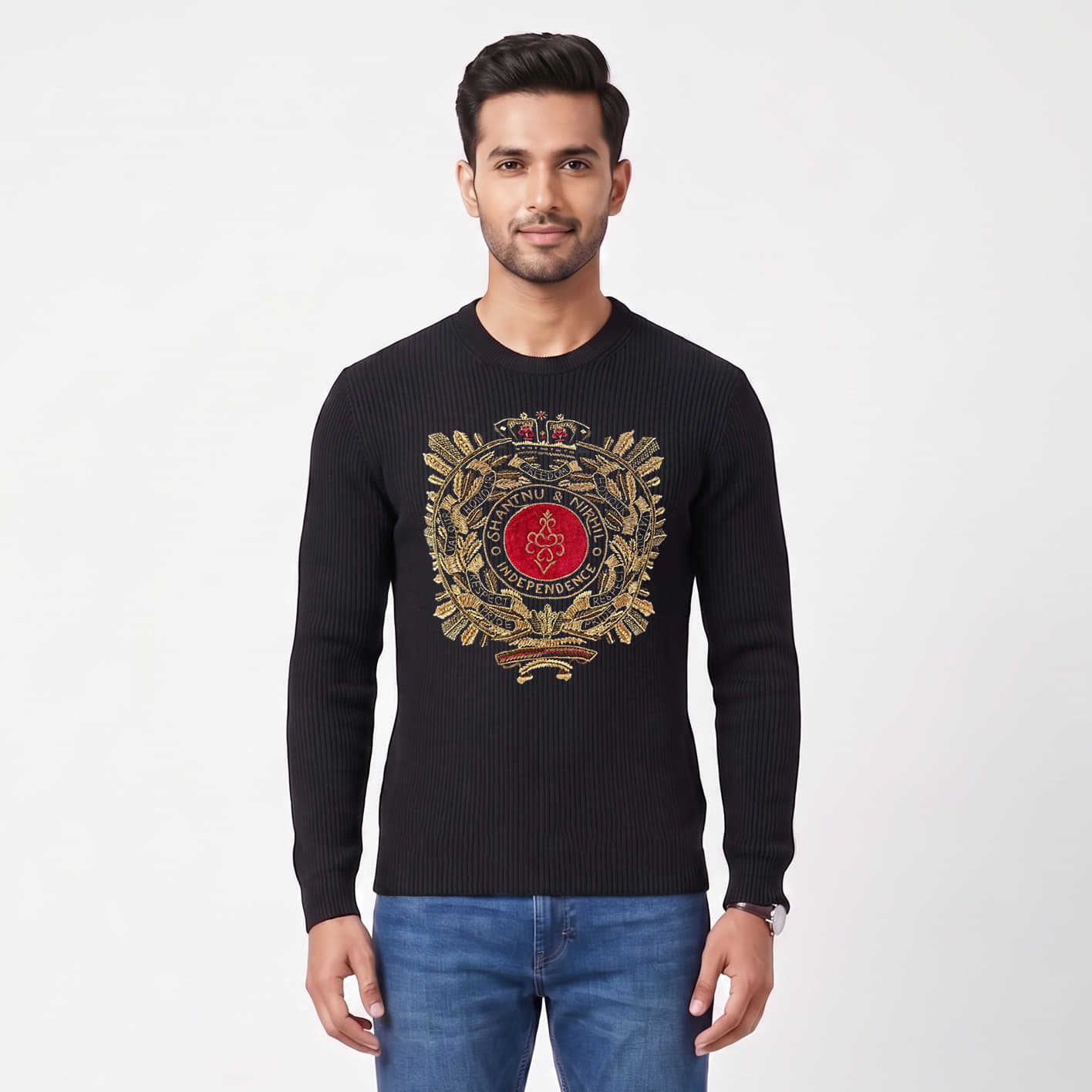 Size 38 - S&N by Shantnu Nikhil Black Woolen Sweater