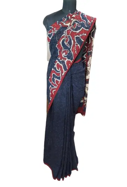 Satya Paul Red and Black Saree with Blouse-Hover-Image