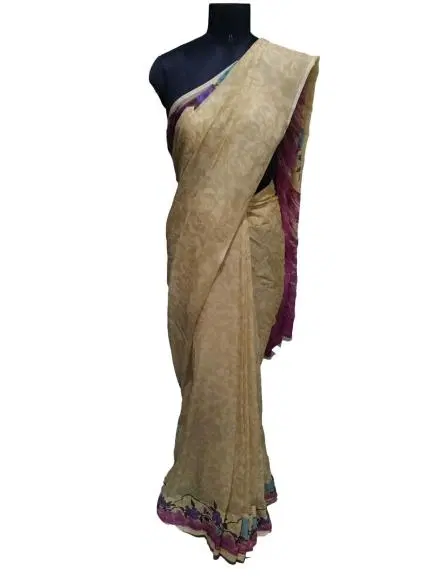 Satya Paul Cream Printed Saree