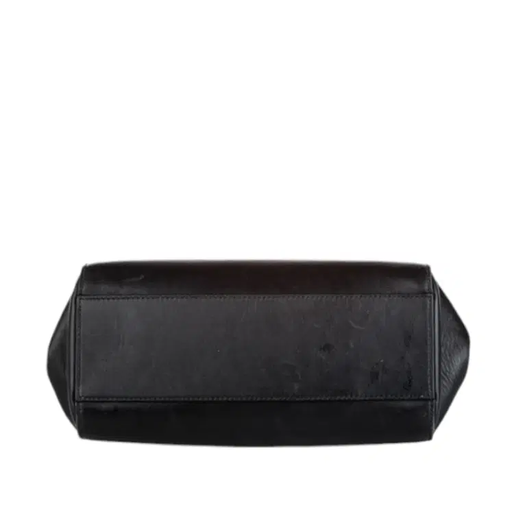 Gucci Black Leather Small Bamboo Nymphaea Satchel ITALY-Hover-Image
