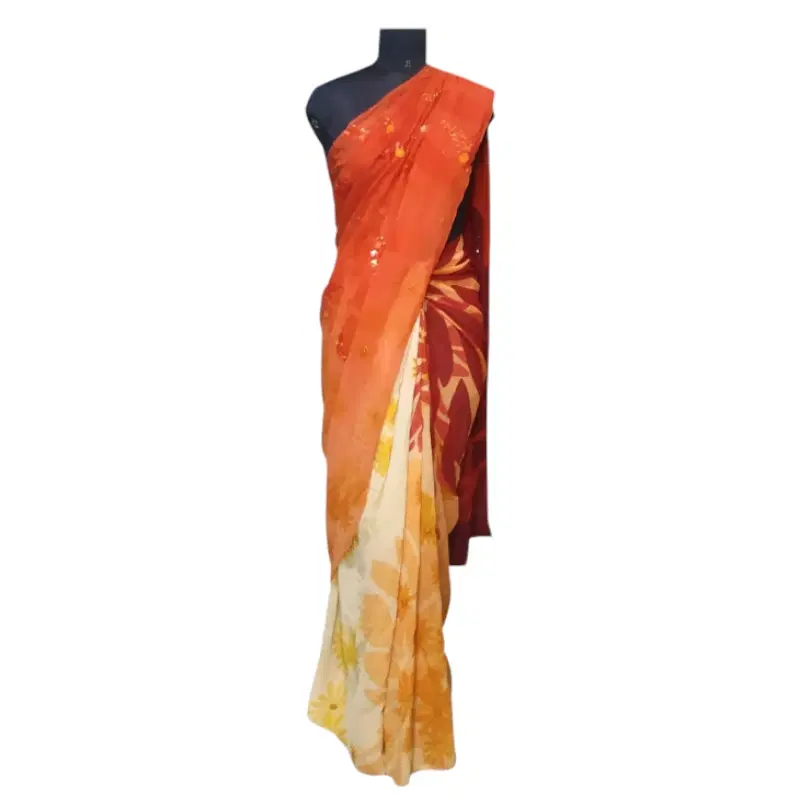 Satyapaul Mehroon Sequin Saree