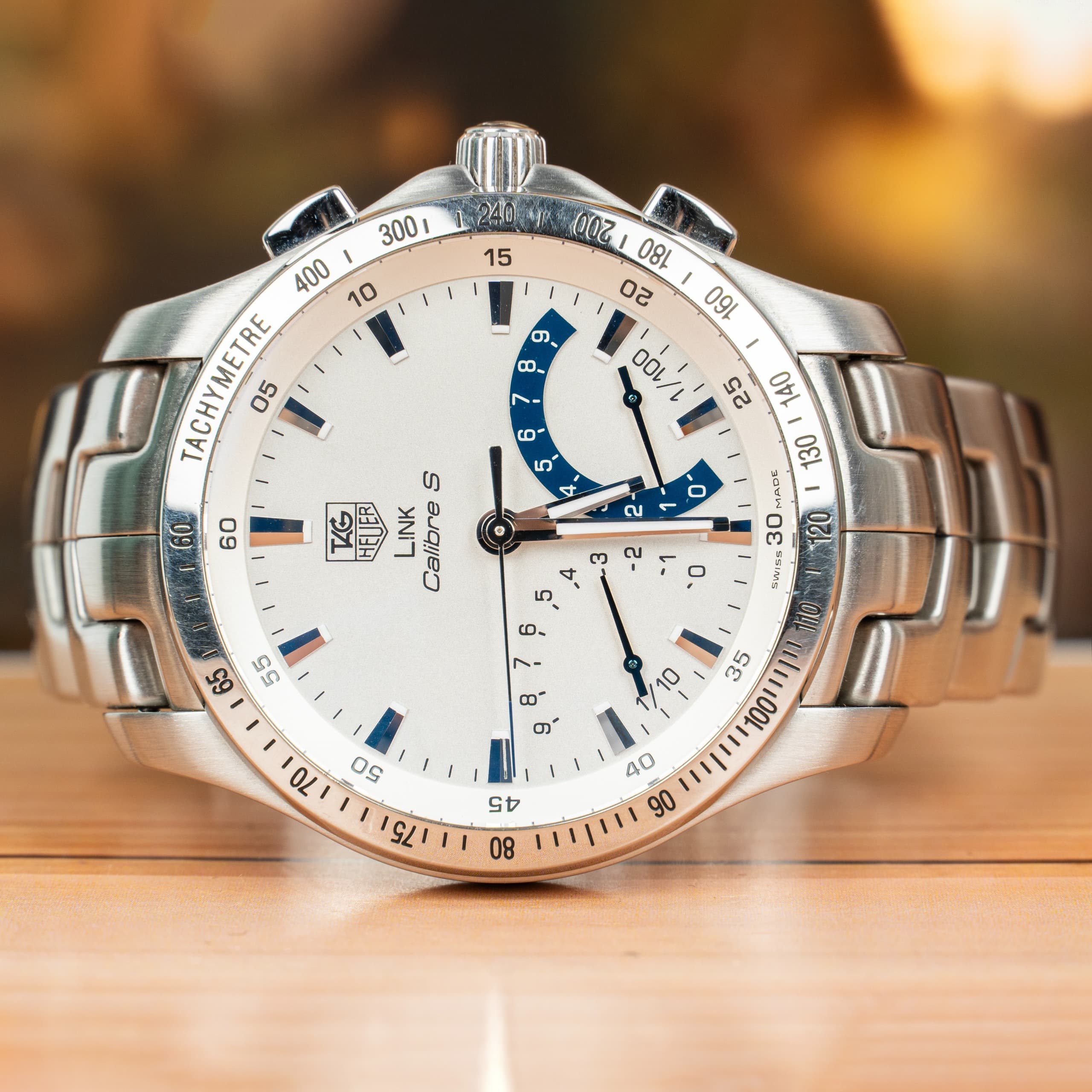 Tag Heuer Link Calibre S 42 MM Chronograph Silver Dial Watch
