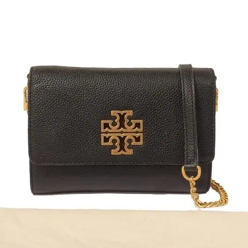Tory Burch Britten Black Leather Chain Wallet-Hover-Image