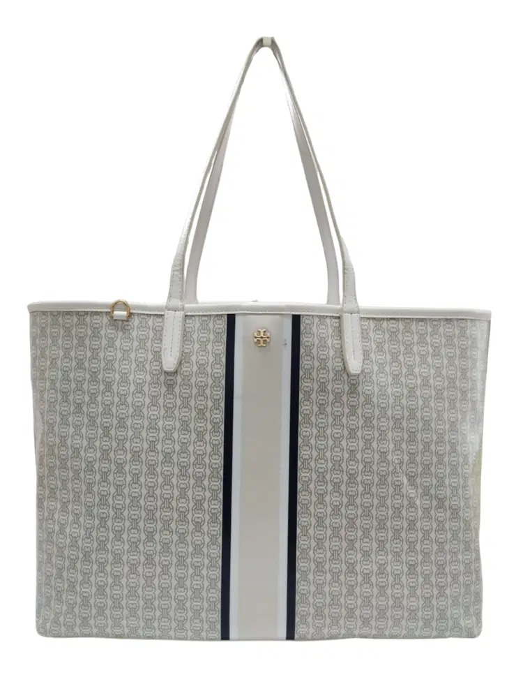 Tory Burch Gemini Link White Coated Canvas Tote-Hover-Image