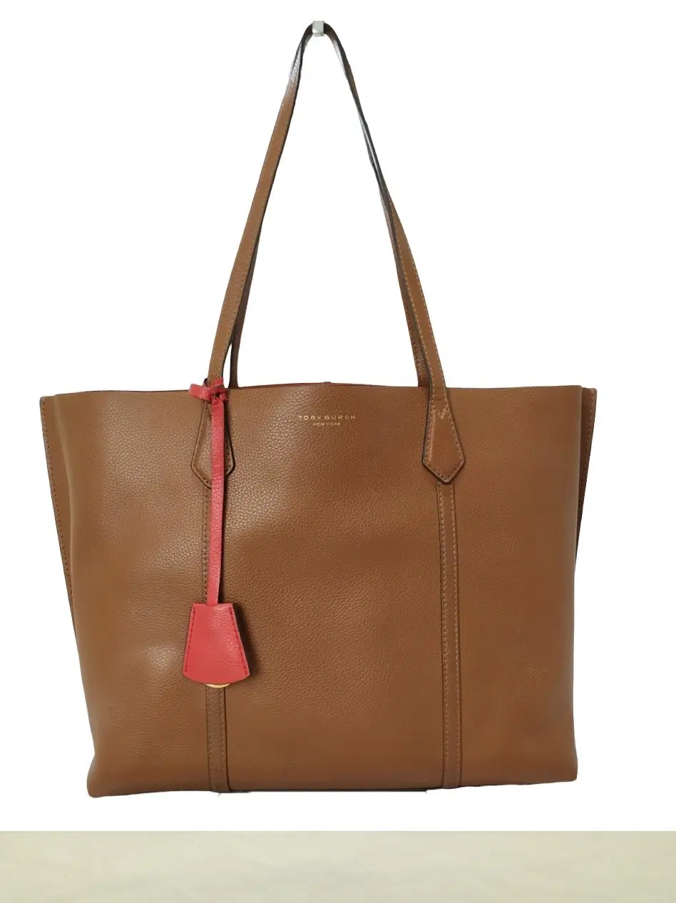 Tory Burch Brown Pebbled Leather Perry Triple Compartment Tote