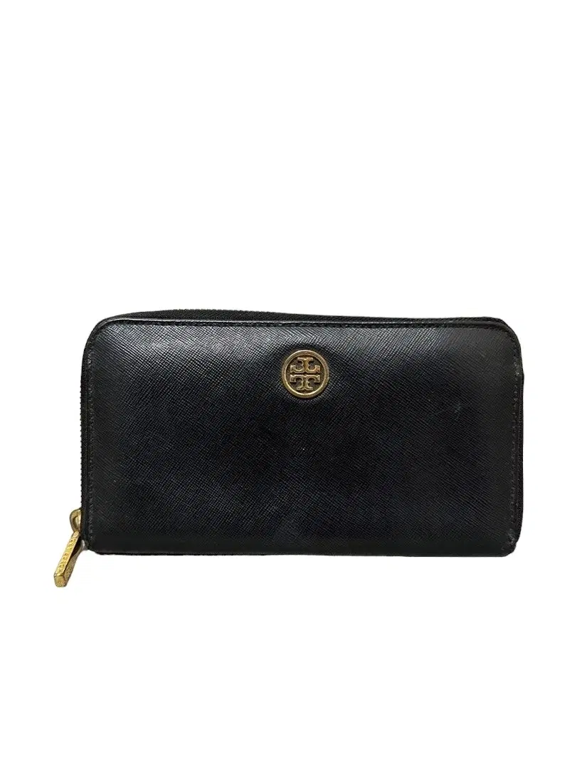 Tory Burch Black Saffiano Leather Robinson Continental Zip Around Wallet