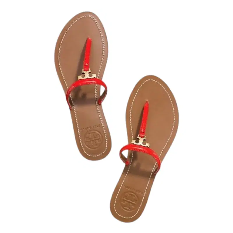 Tory Burch T Logo Red Flat Thong Sandals