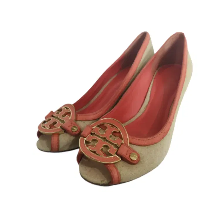 Tory Burch Amanda Linen Peep Toe Wedge Pumps-Hover-Image