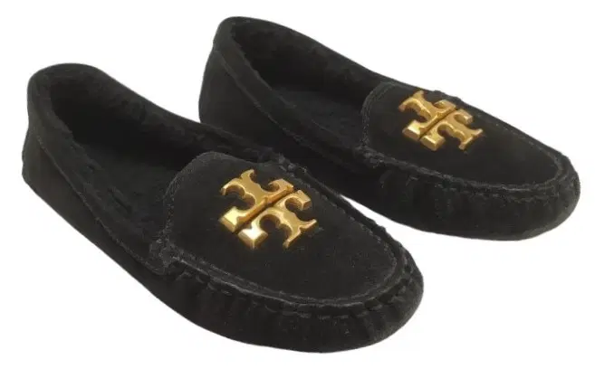Tory Burch Everly Driver Nat Black Suede Shearling Loafer