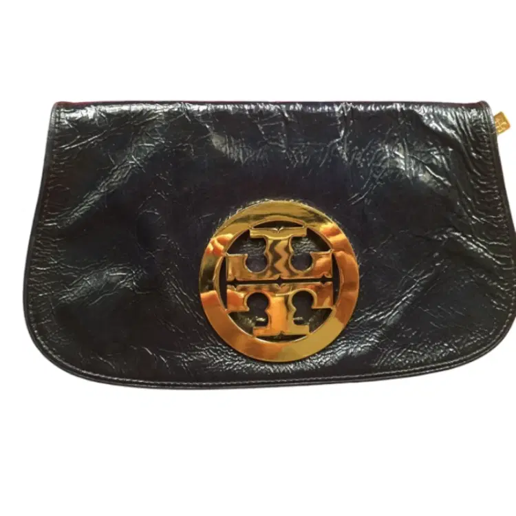 Tory Burch Glazed Leather Logo Clutch-Hover-Image