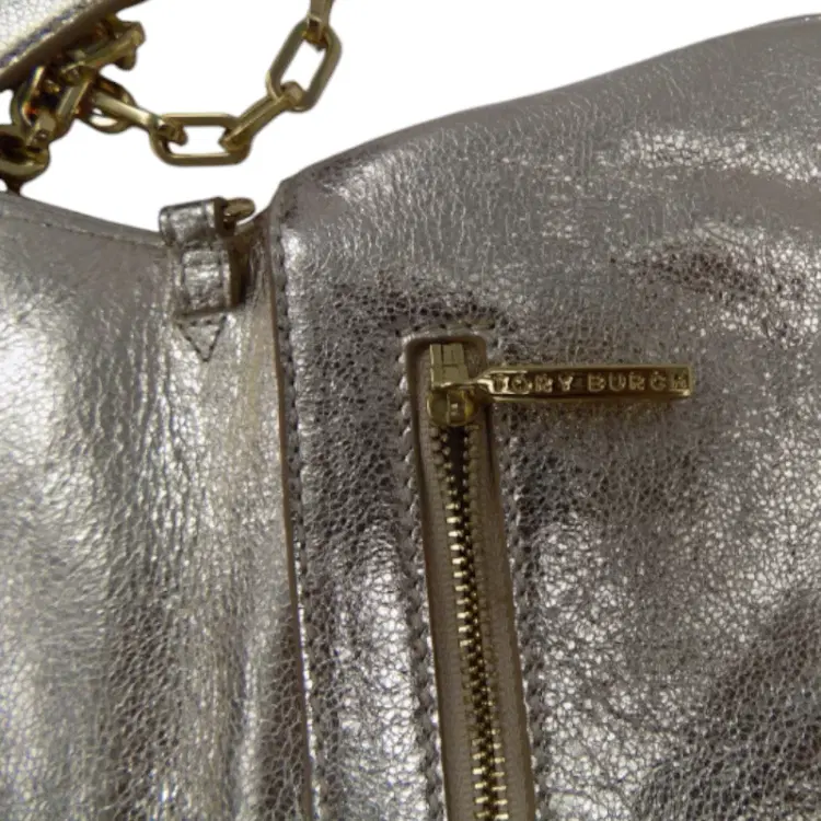 Tory Burch Gold Leather Clutch-Hover-Image