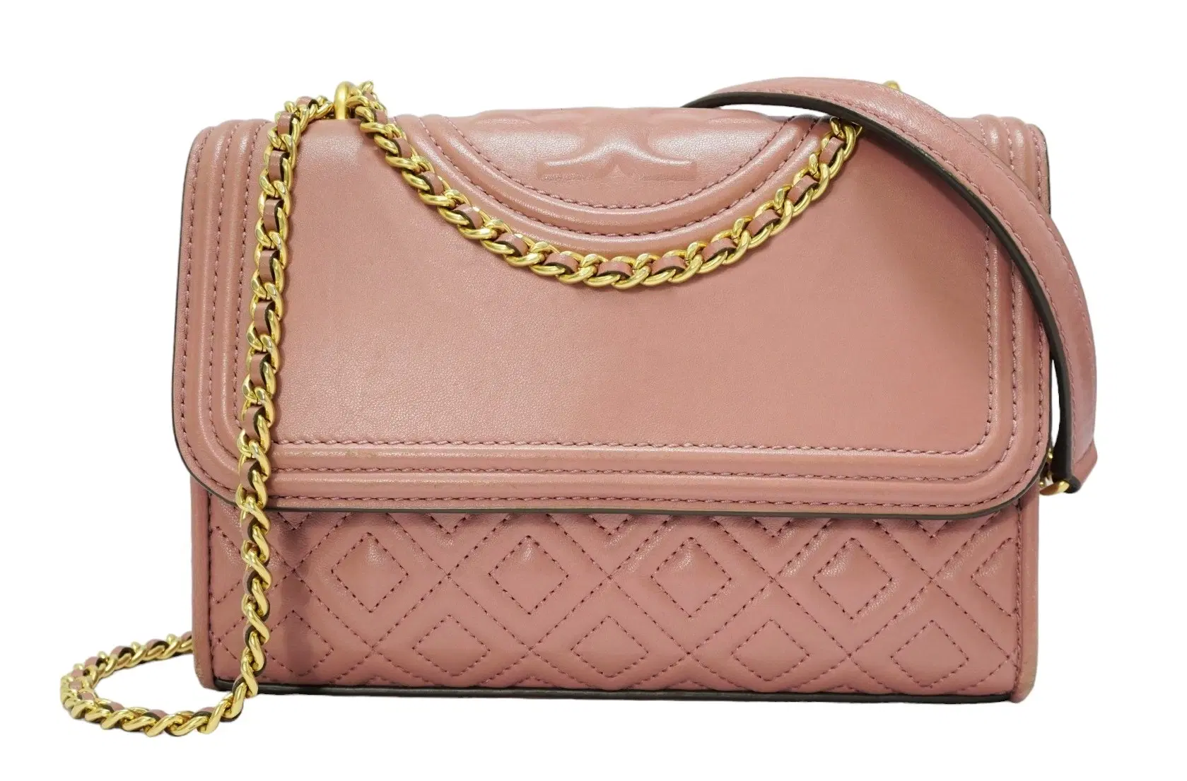 Tory Burch Rose Pink Leather Fleming Shoulder Bag