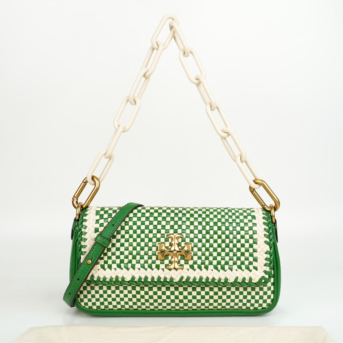 Tory Burch Small Kira Woven Leather Shoulder Bag