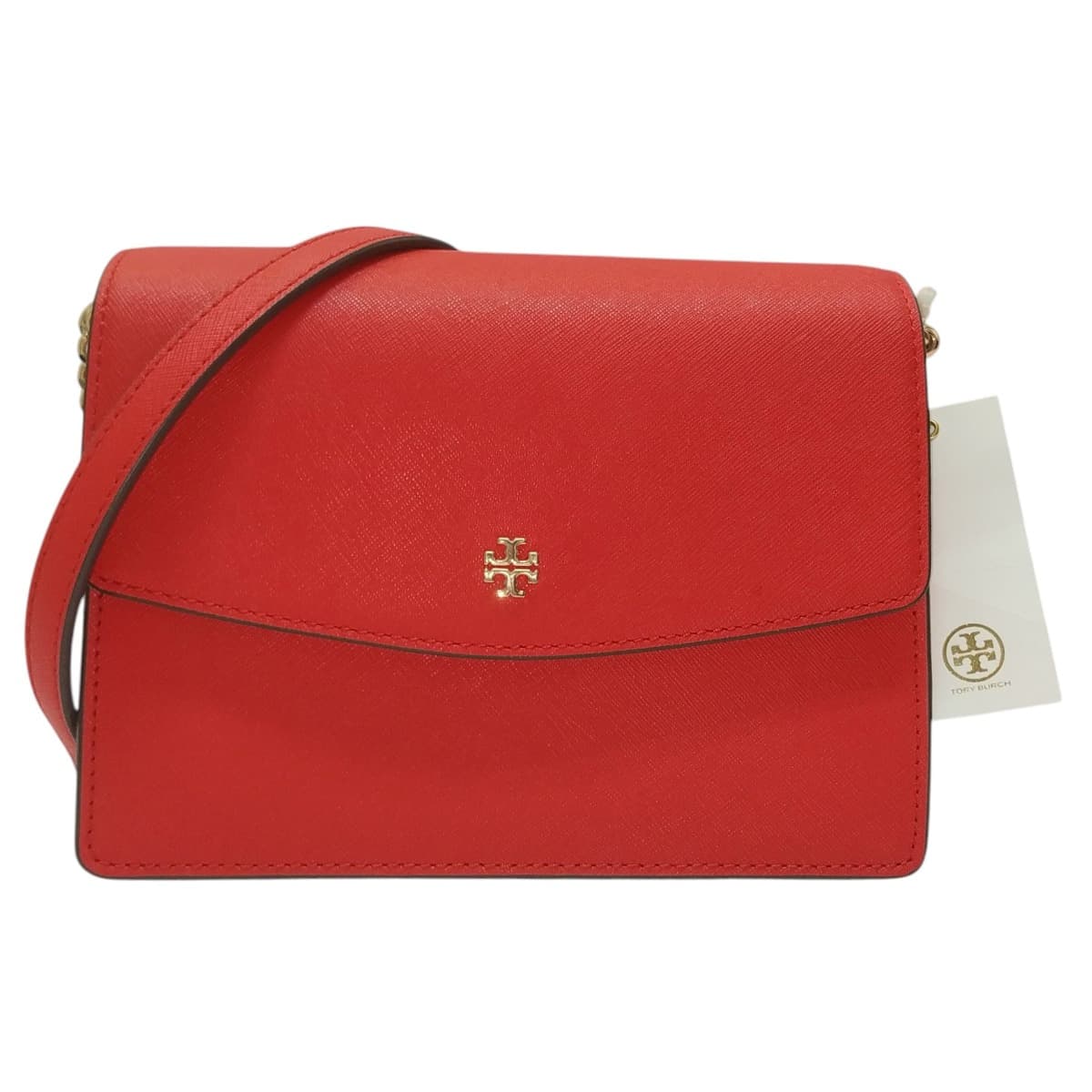 Tory Burch Emerson Envelope Adjustable Shoulder Bag Red Leather