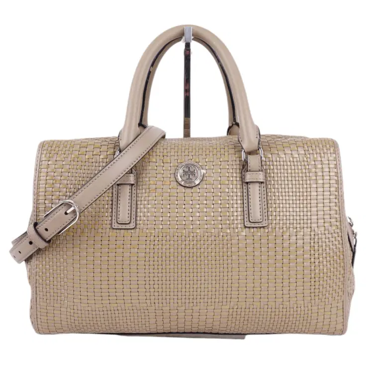 Tory Burch Robinson Woven Soft French Grey Satchel-Hover-Image