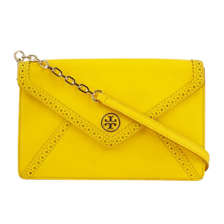 Tory Burch Yellow Saffiano Leather Robinson Spectator Large Envelope Clutch-Hover-Image
