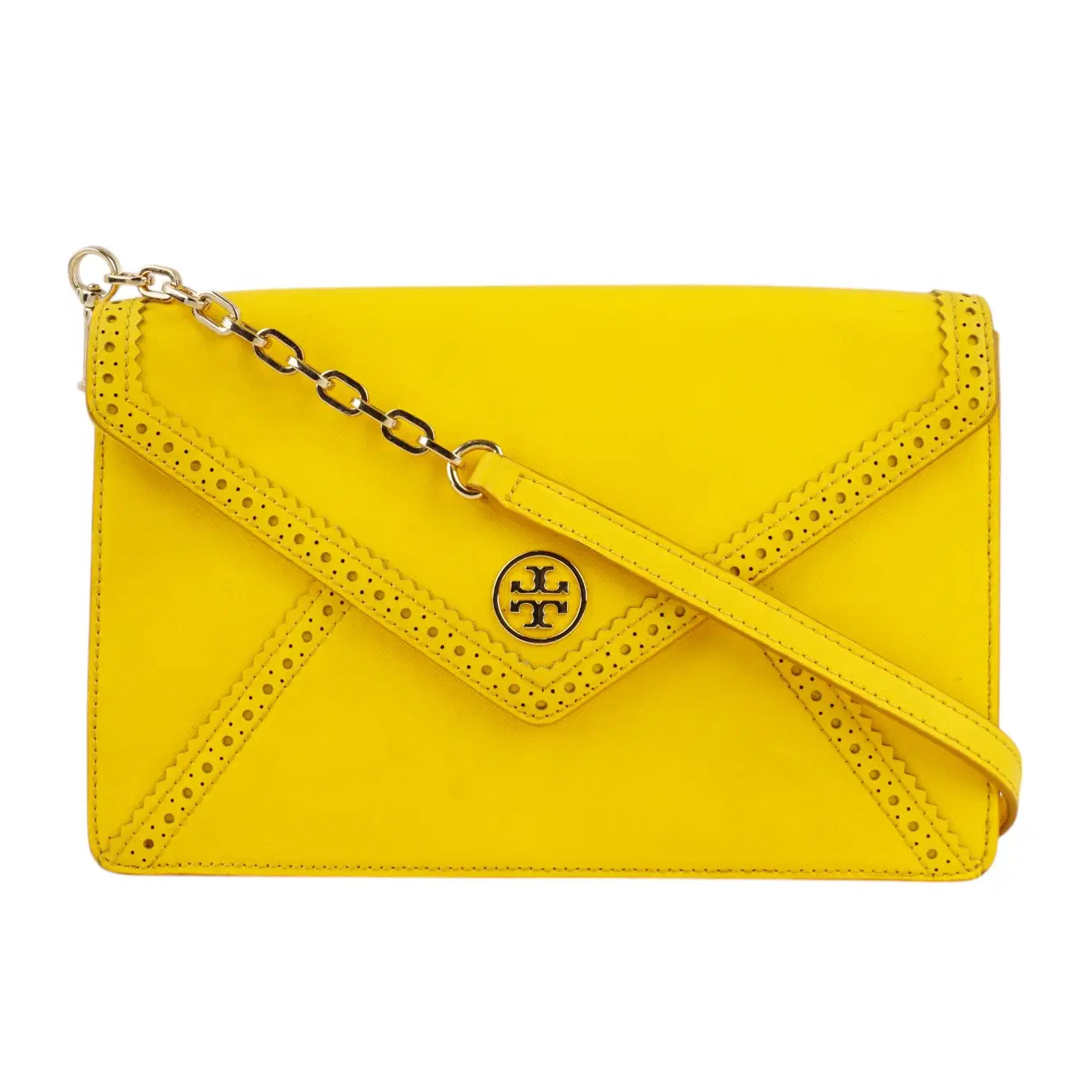 Tory Burch Yellow Saffiano Leather Robinson Spectator Large Envelope Clutch
