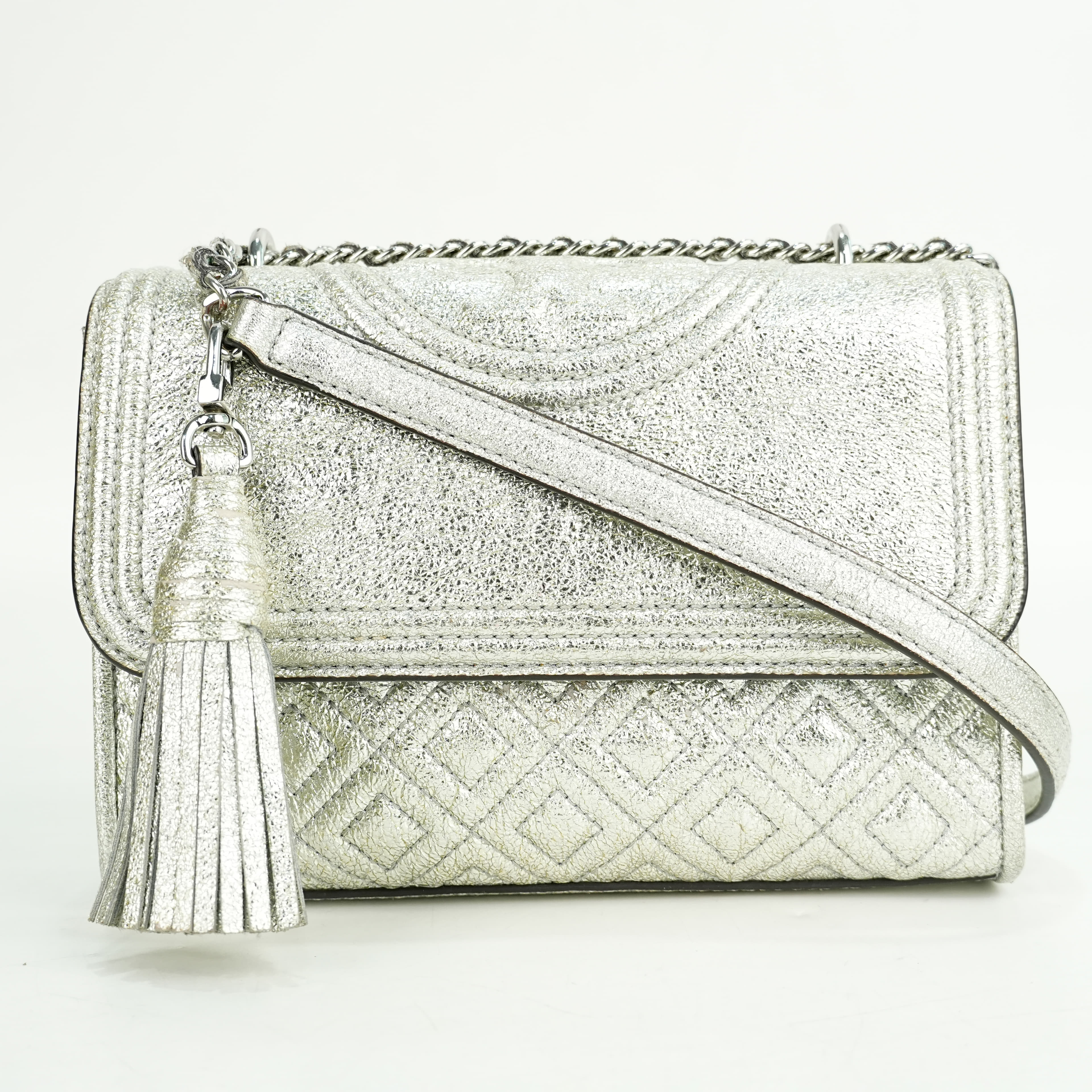 Tory Burch Fleming Metallic Quilted Convertible Shoulder Bag