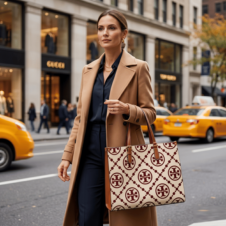 Tory Burch T Monogram Embossed Leather Tote Bag-Hover-Image