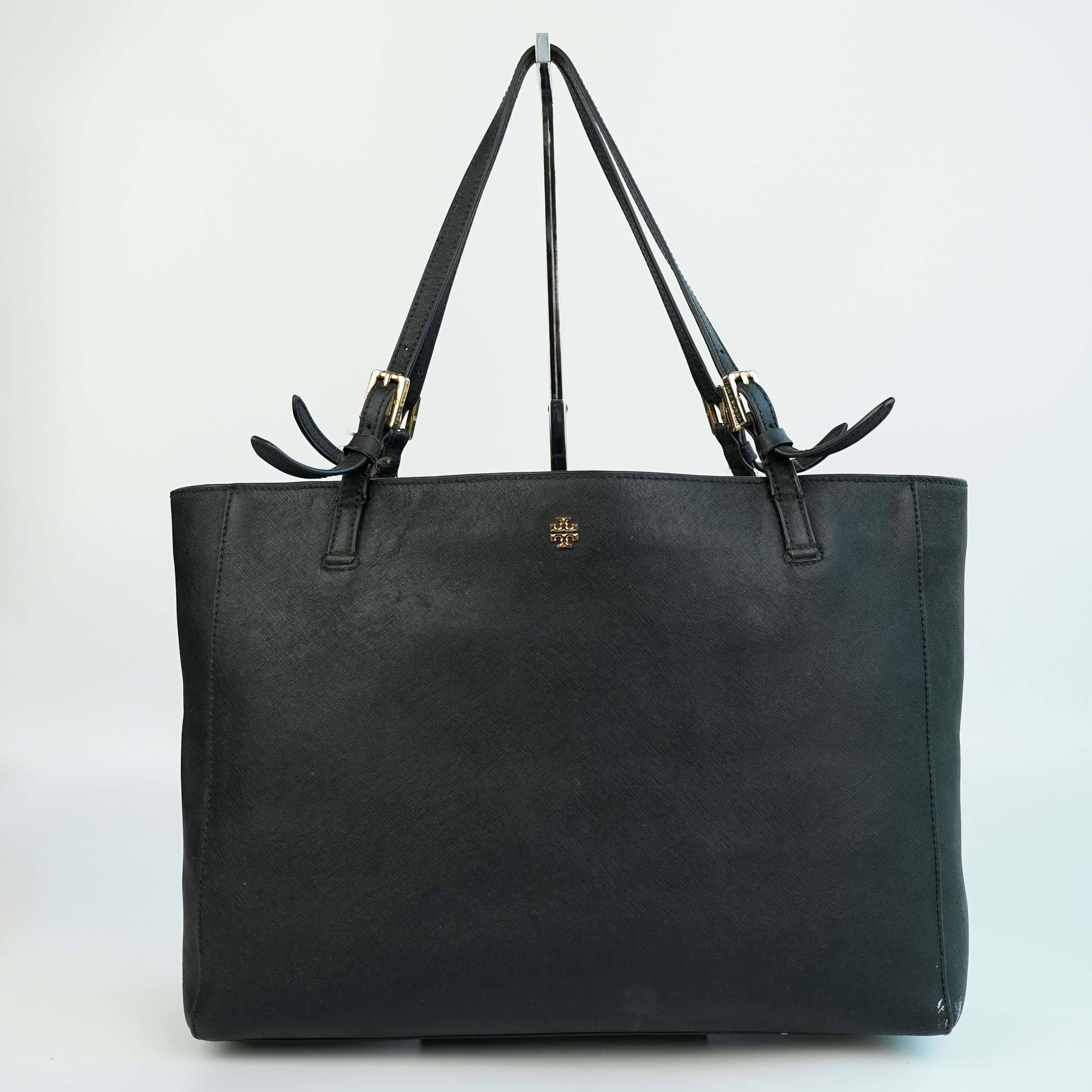 Tory Burch Black Saffiano Leather York Buckle Tote