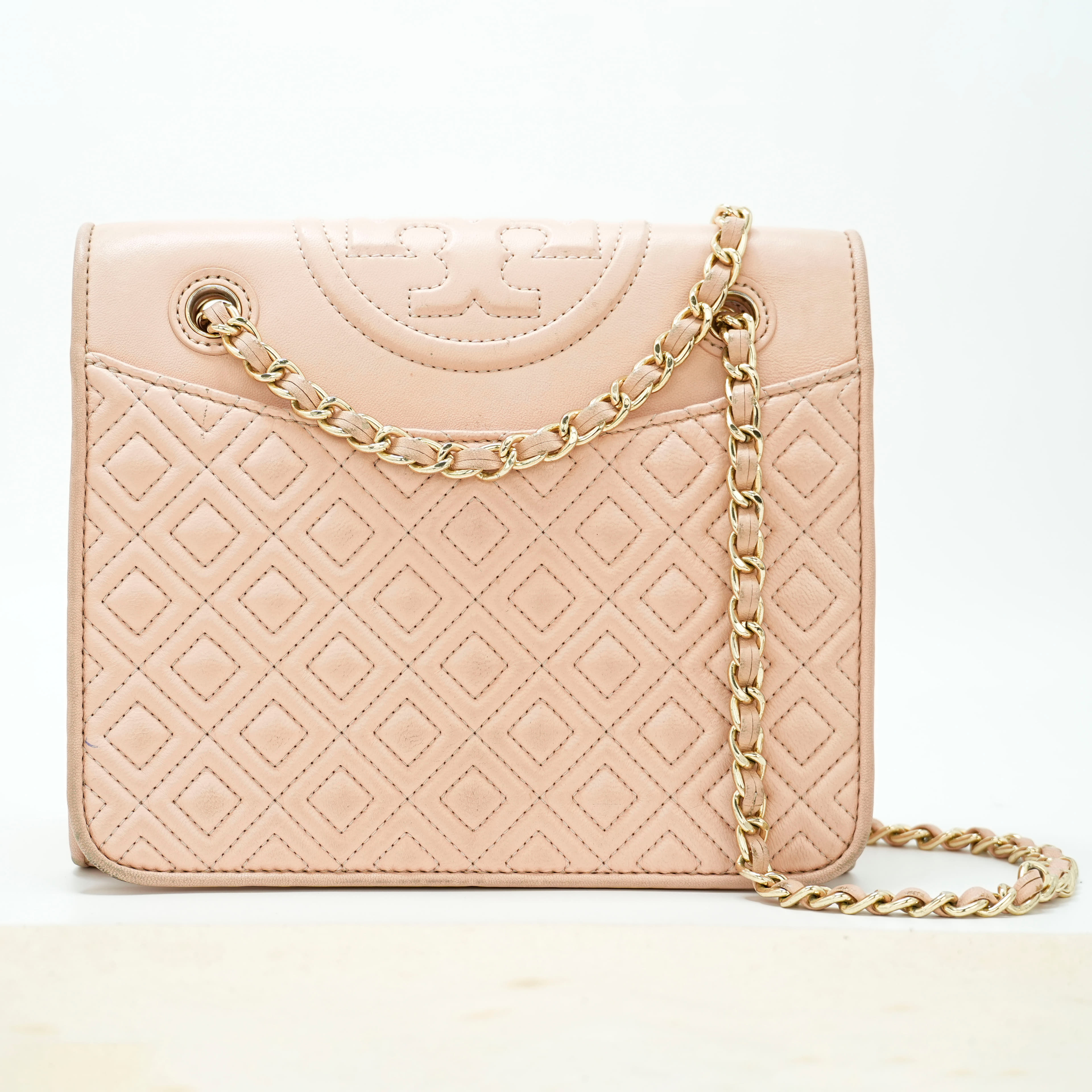 Tory Burch Fleming Medium Shoulder Bag in a Blush Pink Hue