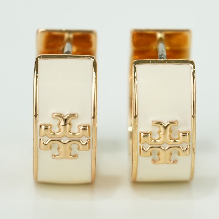 Tory Burch Kira Enamel Huggie Hoop Earrings-Hover-Image