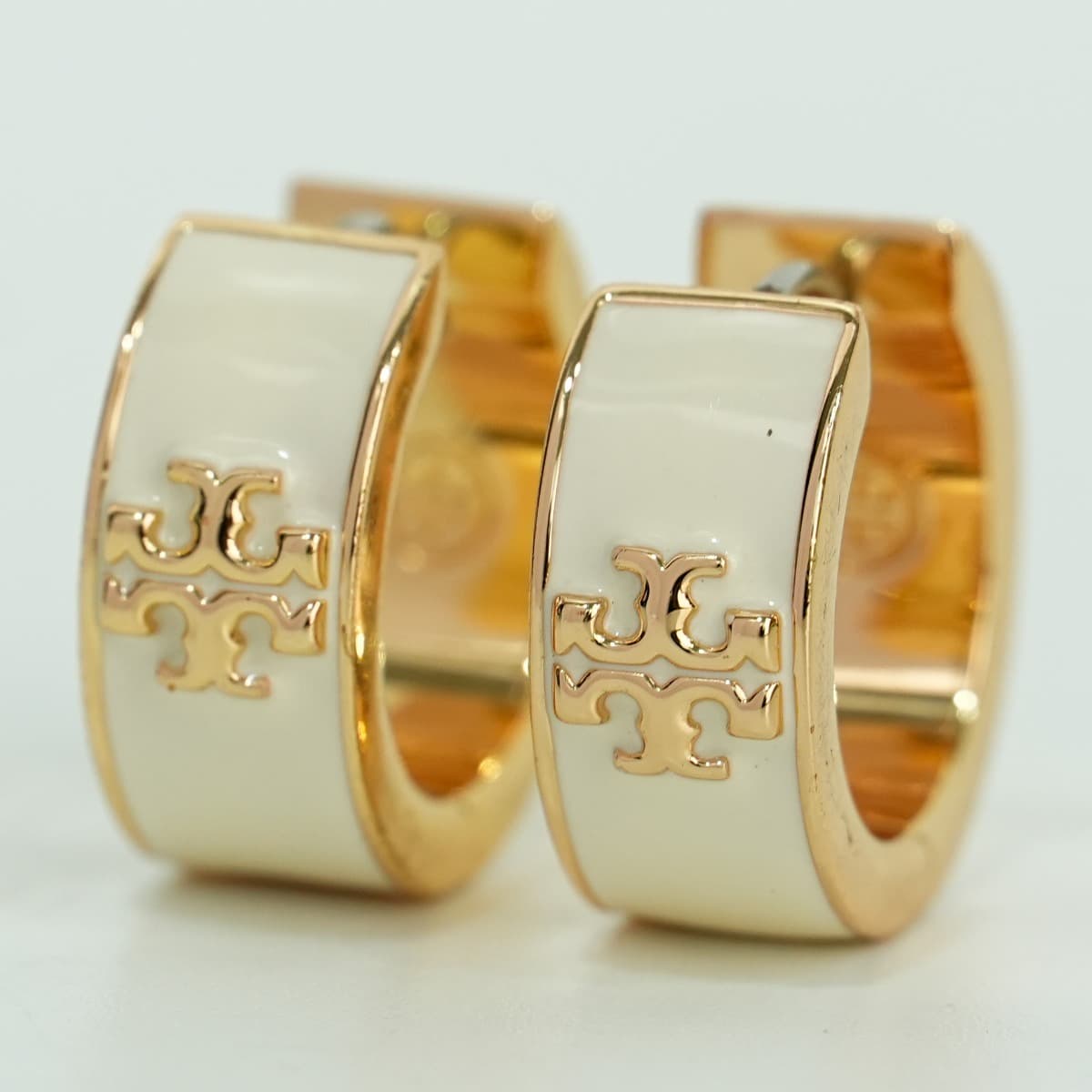 Tory Burch Kira Enamel Huggie Hoop Earrings
