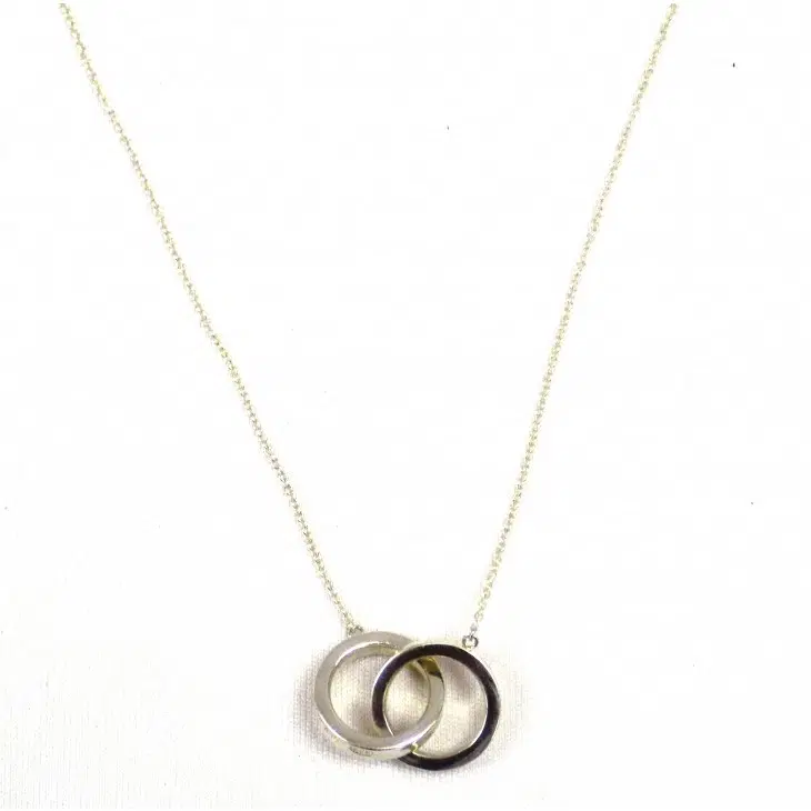 Tiffany & Co. 925 Sterling Silver Double Ring Pendant Necklace