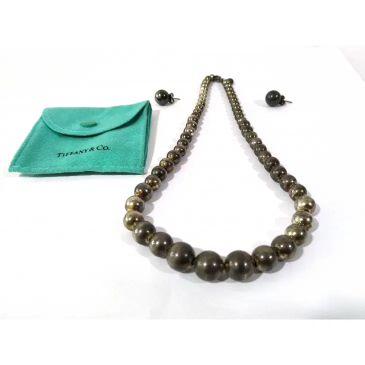 Tiffany & Co Sterling Silver Ball Necklace & Earring Set