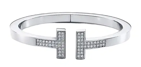 Tiffany T Pave Diamond Square Bracelet In 18K White Gold