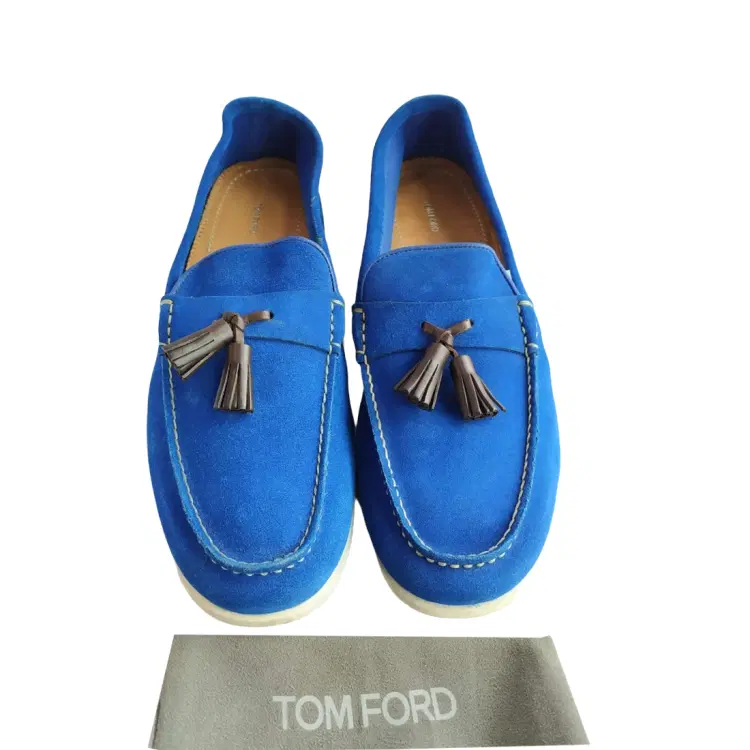 Tom Ford Blue Suede Tassel Loafers-Hover-Image
