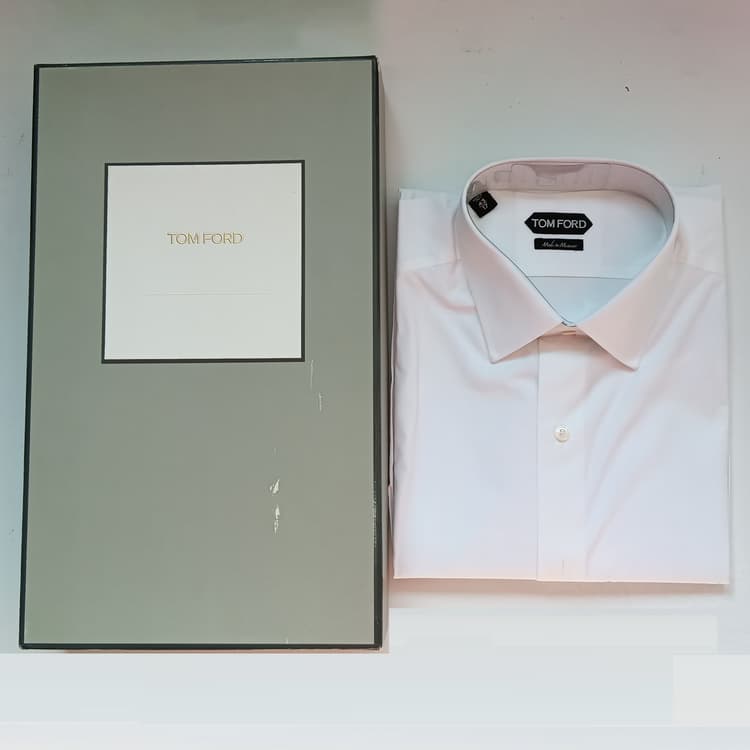 Tom Ford Slim-Fit Pinned-Collar Double-Cuff Cotton White Shirt, Size 43-Hover-Image