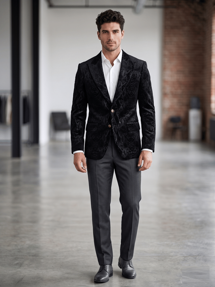 Tom Ford Atticus Cylinder Snake-Effect Cotton-Blend Velvet Tuxedo Jacket, Size 7-48 R-Hover-Image