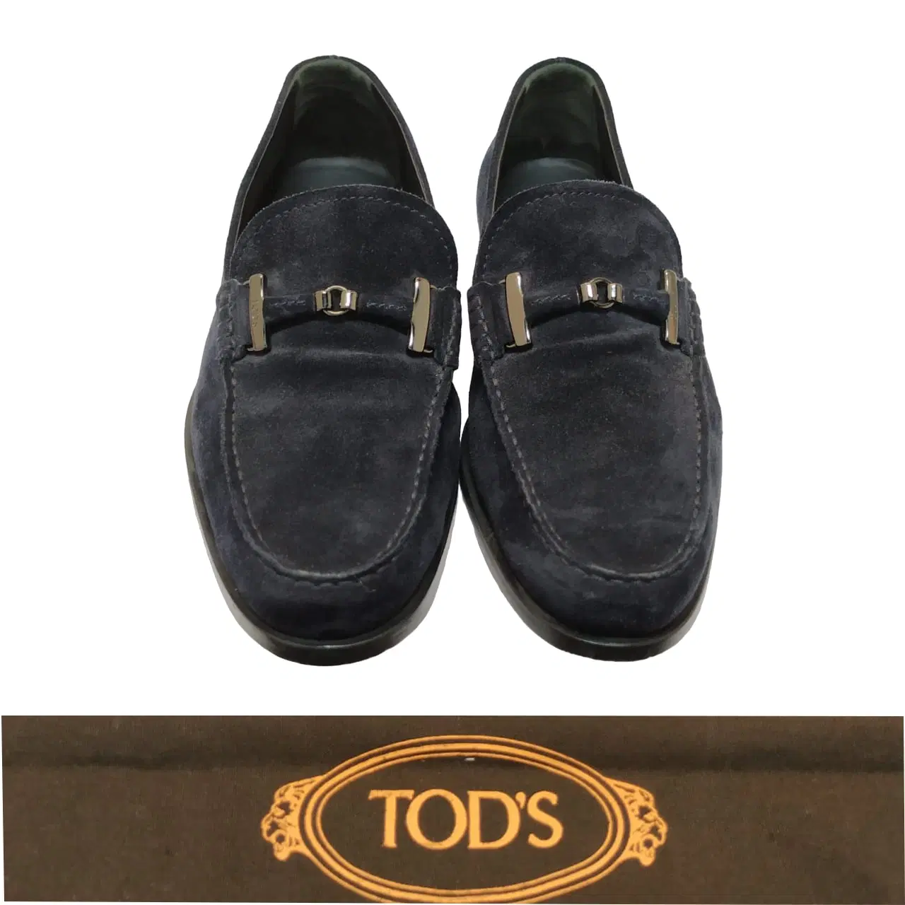 Size 6 - Tods Navy Suede Bit Slip On Loafers
