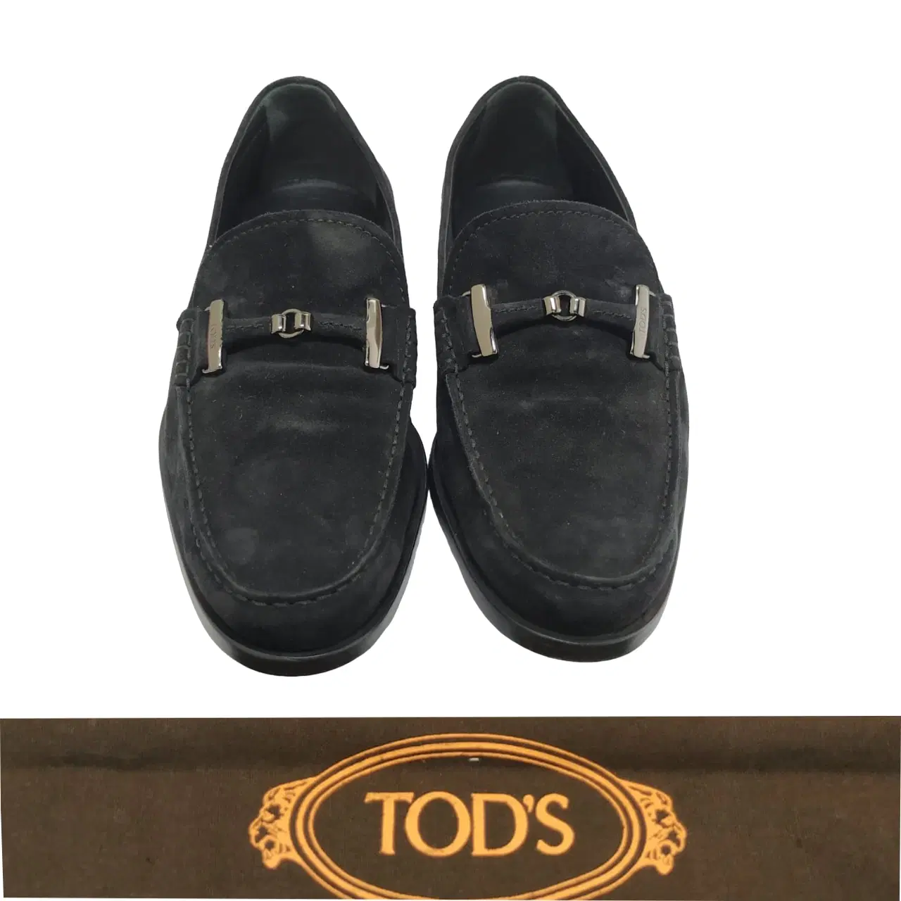 Size 6 - Tods Suede Navy Bit Slip On Loafers