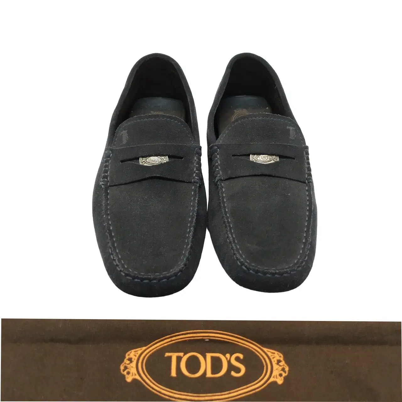 Size 6 - Tods Navy Suede Gommino Penny Loafers