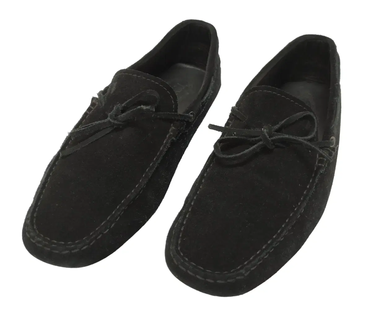 Size 10 - Tods Black Suede Leather Laccetto Knot Driver Loafer