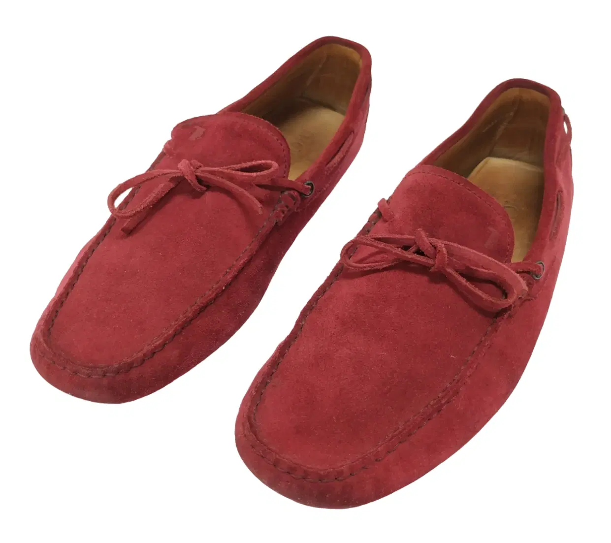 Size 10 - Tods Red Suede Leather Laccetto Knot Driver Loafer