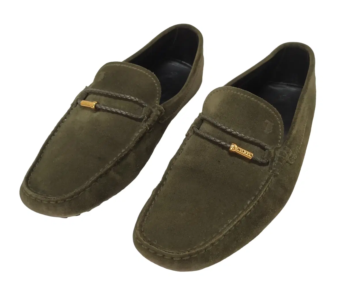 Size 9.5 - Tods Green Suede Slip On Loafers