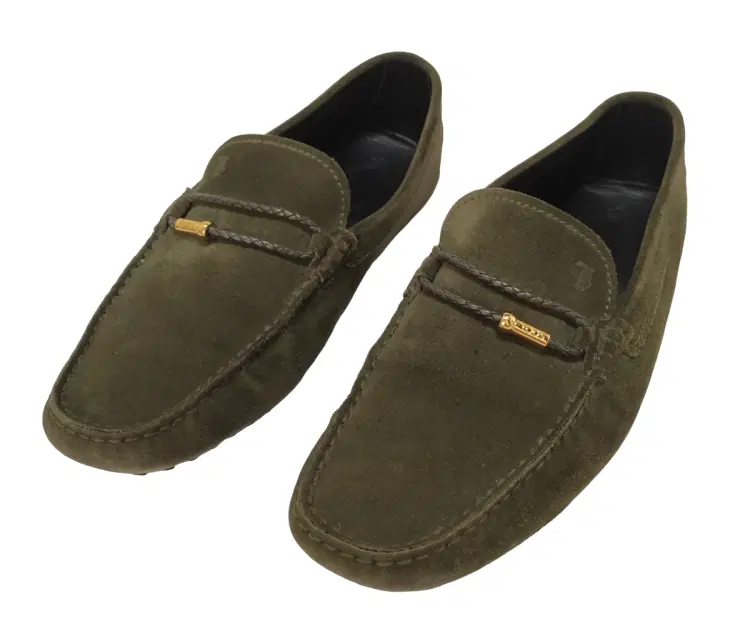 Size 9.5 - Tods Green Suede Slip On Loafers-Hover-Image